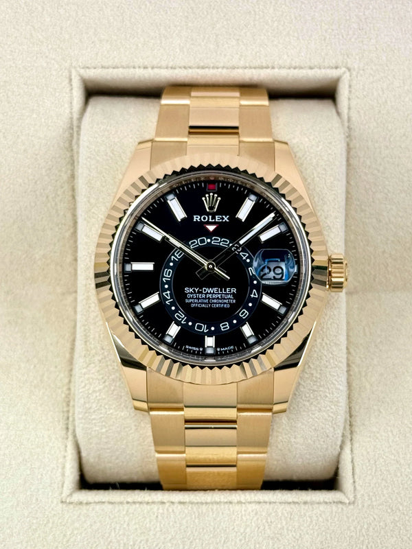Rolex Sky-Dweller 42mm 336938 Yellow Gold Oyster Black Dial